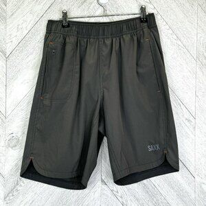 SAXX Gainmaker 2N1 Shorts Mens Size Medium Gray 9" Inseam Ballpark Pouch
